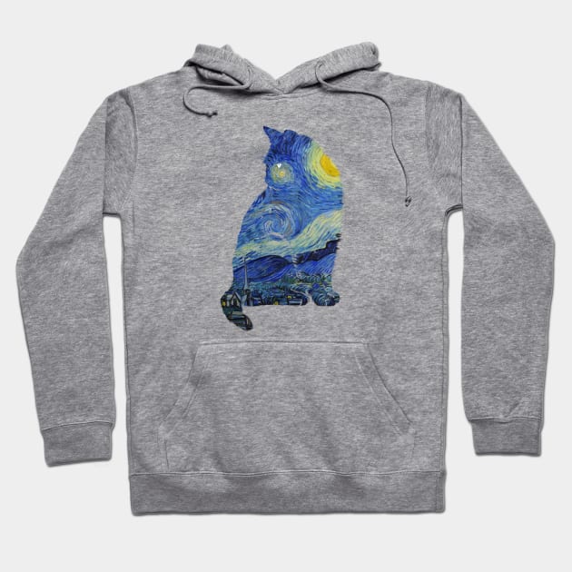 Vincent's Starry Night Museum Cat Hoodie by LittleBunnySunshine